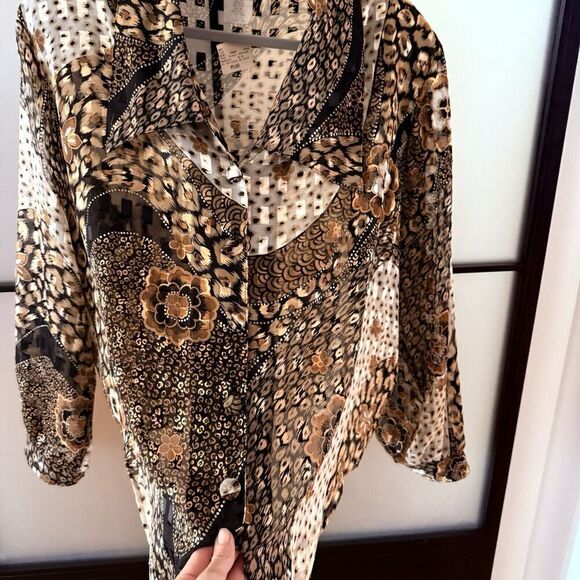 VTG 90s Y2K Blouse Plus Size 2X 24 Animal Print Leopard Sheer Top USA deadstock - Picture 3 of 6